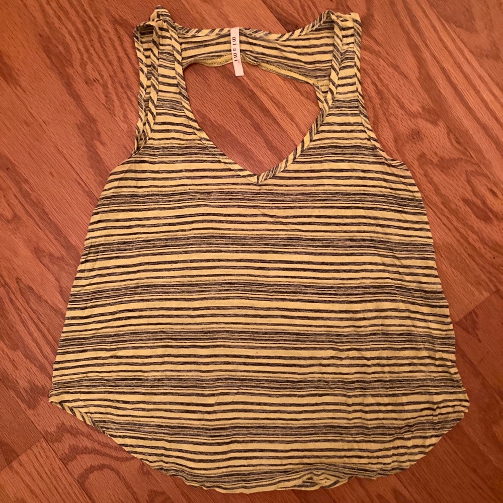 Yellow and grey striped tank top